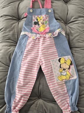 Disney Pink Striped Minnie Baby Overalls